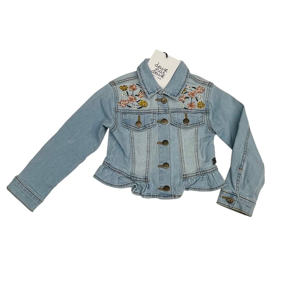 NWT Deux par Deux Size 4 Jean Jacket with Embroidery